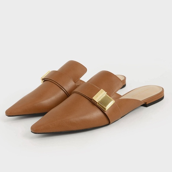 charles & keith Shoes - Charles & Keith • Cognac pointed loafer mule